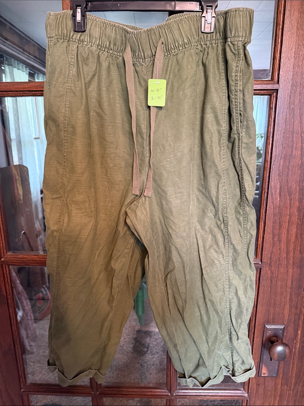Lane Bryant Olive Green Cropped Drawstring Cargo Pants